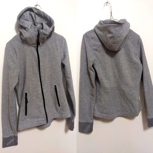 Grey Fleece Hoodie Size Small with Zipper and Thumbholes Size